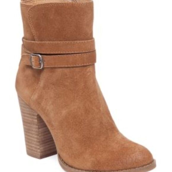 Lucky Brand LaTanya Tan Suede Booties Sz 5.5 - Picture 1 of 7